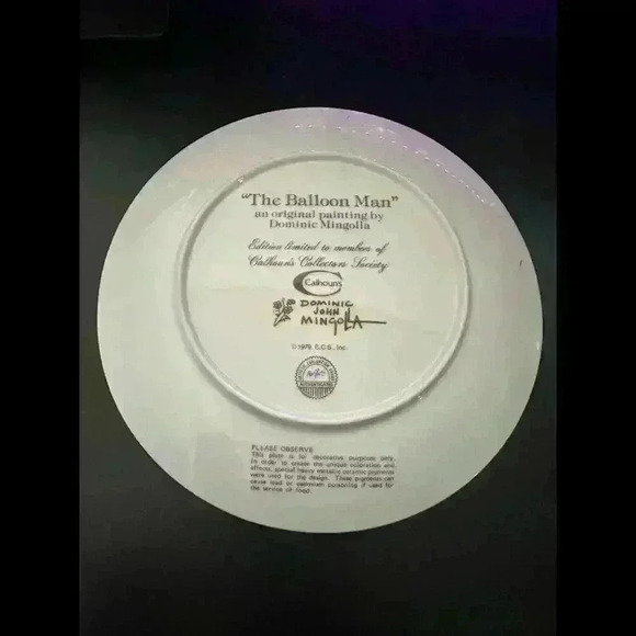 Dominic Mingolla 'The Balloon Man' Decorative Plate - Limited Edition 1979 - Picture 2 of 2